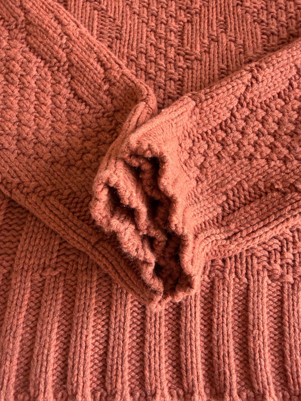 Madewell Ridgecrest Cable-Knit Crewneck Sweater in Rust Size Large - Picture 12 of 16